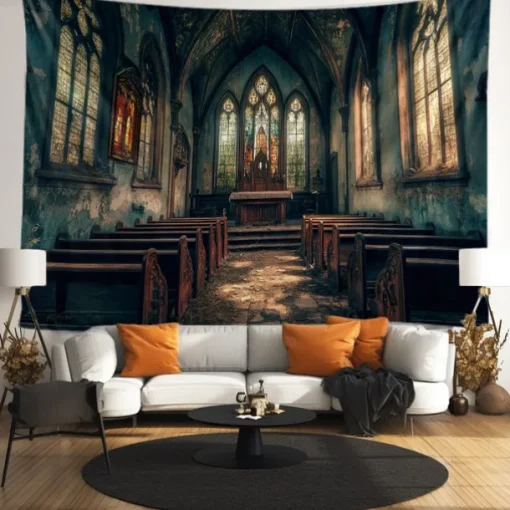 Halloween Tapestry Banners Blanket Castle 3D Dark Punk Gothic Style Party Dorm Shooting Backgrounds Decorations Wall Door Background