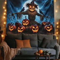 Halloween Tapestry Banners Blanket Skeleton Pumpkin Dark Punk Gothic Style Party Dorm Shooting Backgrounds Decorations Wall Door Background