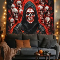 Halloween Tapestry Banners Blanket Grim Reaper Vampire Dark Punk Gothic Style Party Dorm Shooting Backgrounds Decorations Wall Door Background