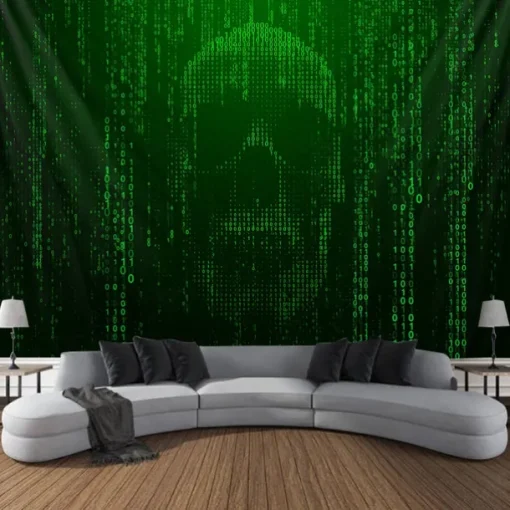 Halloween Tapestry Banners Wall Hangings Skeleton Hacker Modern 3D Party Dorm Shooting Backgrounds Decorations Wall Door Background