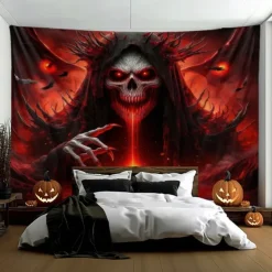 Halloween Tapestry Banners Wall Hangings Skeleton 3D Dark Punk Gothic Style Party Dorm Shooting Backgrounds Decorations Wall Door Background