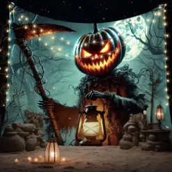 Halloween Tapestry Banners Wall Hangings Grim Reaper Pumpkin Dark Punk Gothic Style Party Dorm Shooting Backgrounds Decorations Wall Door Background