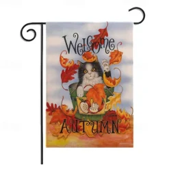 Halloween Thanksgiving Garden Flag - Double-Sided Seasonal Yard Banner for Fall Decorations - Durable and Weather-Resistant Polyester Flag for Outdoor Lawn, Porch, or Garden Decor