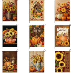 Halloween Thanksgiving Garden Flag - Double-Sided Seasonal Yard Banner for Fall Decorations - Durable and Weather-Resistant Polyester Flag for Outdoor Lawn, Porch, or Garden Decor