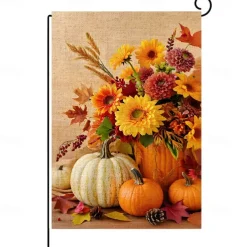 Halloween Thanksgiving Garden Flag - Double-Sided Seasonal Yard Banner for Fall Decorations - Durable and Weather-Resistant Polyester Flag for Outdoor Lawn, Porch, or Garden Decor