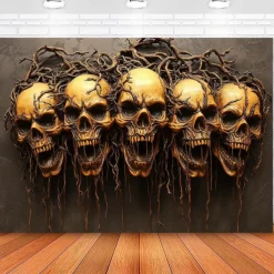 Halloween Trippy Skulls Hanging Tapestry Wall Art Large Tapestry Mural Decor Photograph Backdrop Blanket Curtain Home Bedroom Living Room Decoration