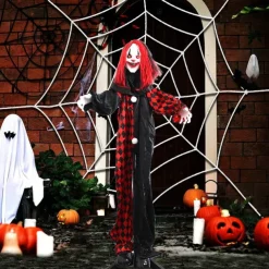 Halloween Voice-Controlled Standing Ghost Clown Glowing Ghost Witch Secret Room Escape Haunted House Courtyard Decoration Props
