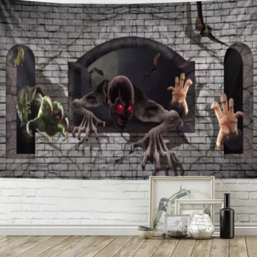 Halloween Wall Tapestry Art Deco Blanket Curtain Hanging Home Bedroom Living Room Decor Horror Bloody Halloween Decorations