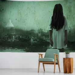 Halloween Wall Tapestry Decorative Art Blanket Curtains Hanging Home Bedroom Living Room Decor Thriller Horror Bloody Hands Goofy Skeleton Pumpkin Halloween Decorations