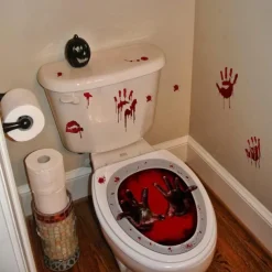 Halloween Waterproof Halloween Horror Night Blood Hand Toilet Sticker Horror Halloween Series Skeleton Pumpkin Witch