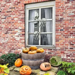 Halloween Window Cover Decorations, Fabric Bloody Hand Creepy Halloween Curtain Horror Movie Poster Window Door Covering Decor for Haunted House, Scary Halloween Window Clings Decals Indoor Outdoor