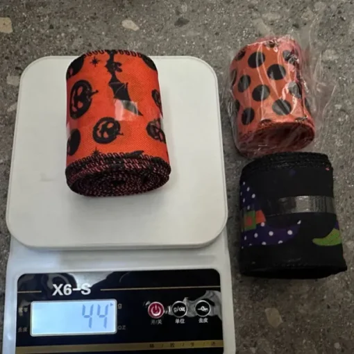 Halloween Wired Edge Ribbon 4 Rolls Bat Spider Pumpkin Printed Ribbon Witch Legs Hat Dot Grosgrain Ribbons for Halloween Home Wreath DIY Craft Floral Bow