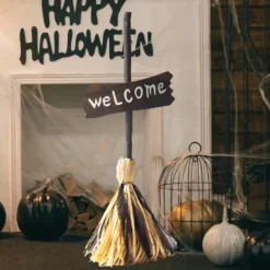 Halloween Witch Broom Prop Halloween Supplies,Decorations,with Music and Lights Photography Club Props Halloween Broomstick