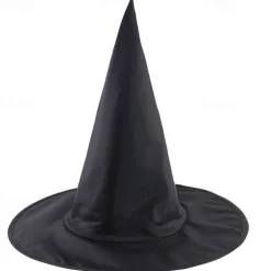 Halloween Witch Hat Black Pointed Wizard Hat for Adults, Oxford Fabric Halloween Costume Accessory, Horror Party Decor for Cosplay, 1 Pack