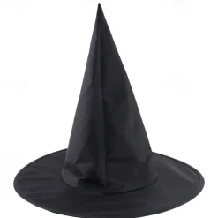 Halloween Witch Hat Black Pointed Wizard Hat for Adults, Oxford Fabric Halloween Costume Accessory, Horror Party Decor for Cosplay, 1 Pack
