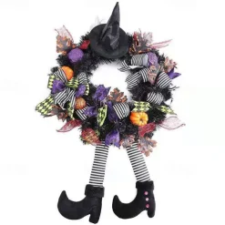 Halloween Wreath Door Hanging Wreath Skeleton Haunted House Decoration Pendant