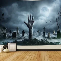 Halloween Zombie Hanging Tapestry Wall Art Large Tapestry Mural Decor Photograph Backdrop Blanket Curtain Home Bedroom Living Room Decoration Halloween Decorations