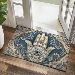 Hamsa Hand Ramadan Doormat Floor Mats Washable Rugs Kitchen Mat Non-Slip Oil Proof Rug Indoor Outdoor Mat Bedroom Decor Bathroom Mat Entrance Rug