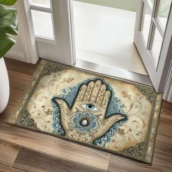 Hamsa Hand Ramadan Doormat Floor Mats Washable Rugs Kitchen Mat Non-Slip Oil Proof Rug Indoor Outdoor Mat Bedroom Decor Bathroom Mat Entrance Rug