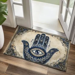 Hamsa Hand Ramadan Doormat Floor Mats Washable Rugs Kitchen Mat Non-Slip Oil Proof Rug Indoor Outdoor Mat Bedroom Decor Bathroom Mat Entrance Rug
