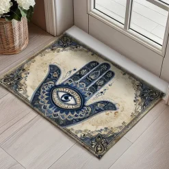 Hamsa Hand Ramadan Doormat Floor Mats Washable Rugs Kitchen Mat Non-Slip Oil Proof Rug Indoor Outdoor Mat Bedroom Decor Bathroom Mat Entrance Rug