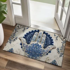 Hamsa Hand Ramadan Doormat Floor Mats Washable Rugs Kitchen Mat Non-Slip Oil Proof Rug Indoor Outdoor Mat Bedroom Decor Bathroom Mat Entrance Rug
