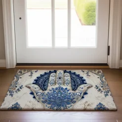 Hamsa Hand Ramadan Doormat Floor Mats Washable Rugs Kitchen Mat Non-Slip Oil Proof Rug Indoor Outdoor Mat Bedroom Decor Bathroom Mat Entrance Rug