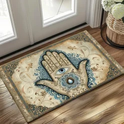 Hamsa Hand Ramadan Doormat Floor Mats Washable Rugs Kitchen Mat Non-Slip Oil Proof Rug Indoor Outdoor Mat Bedroom Decor Bathroom Mat Entrance Rug