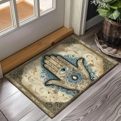 Hamsa Hand Ramadan Doormat Floor Mats Washable Rugs Kitchen Mat Non-Slip Oil Proof Rug Indoor Outdoor Mat Bedroom Decor Bathroom Mat Entrance Rug