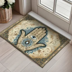 Hamsa Hand Ramadan Doormat Floor Mats Washable Rugs Kitchen Mat Non-Slip Oil Proof Rug Indoor Outdoor Mat Bedroom Decor Bathroom Mat Entrance Rug