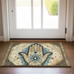 Hamsa Hand Ramadan Doormat Floor Mats Washable Rugs Kitchen Mat Non-Slip Oil Proof Rug Indoor Outdoor Mat Bedroom Decor Bathroom Mat Entrance Rug