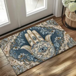 Hamsa Hand Ramadan Doormat Floor Mats Washable Rugs Kitchen Mat Non-Slip Oil Proof Rug Indoor Outdoor Mat Bedroom Decor Bathroom Mat Entrance Rug