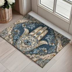 Hamsa Hand Ramadan Doormat Floor Mats Washable Rugs Kitchen Mat Non-Slip Oil Proof Rug Indoor Outdoor Mat Bedroom Decor Bathroom Mat Entrance Rug