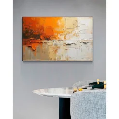 Hand Paint Abstract Orange Minimalist Oil Painting On Canvas Original Modern Textured Wall Art Custom Concise Painting Large Living Room Home Decor No Frame