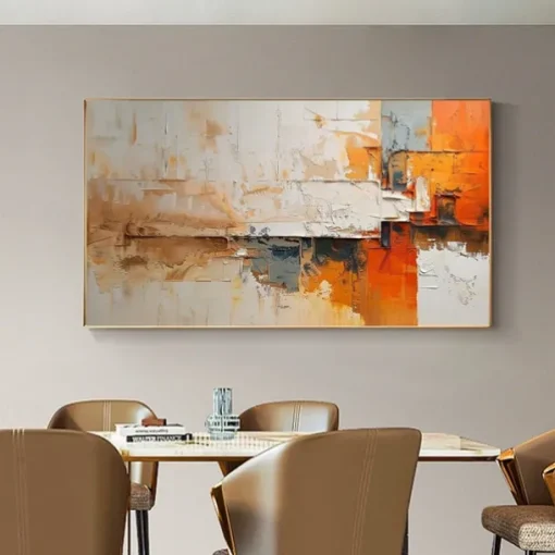 Hand Paint Abstract Orange Minimalist Oil Painting On Canvas Original Modern Textured Wall Art Custom Concise Painting Large Living Room Home Decor No Frame