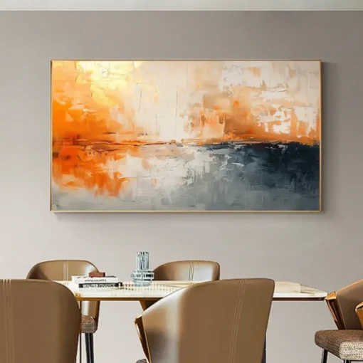 Hand Paint Abstract Orange Minimalist Oil Painting On Canvas Original Modern Textured Wall Art Custom Concise Painting Large Living Room Home Decor No Frame