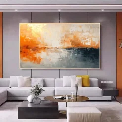 Hand Paint Abstract Orange Minimalist Oil Painting On Canvas Original Modern Textured Wall Art Custom Concise Painting Large Living Room Home Decor No Frame