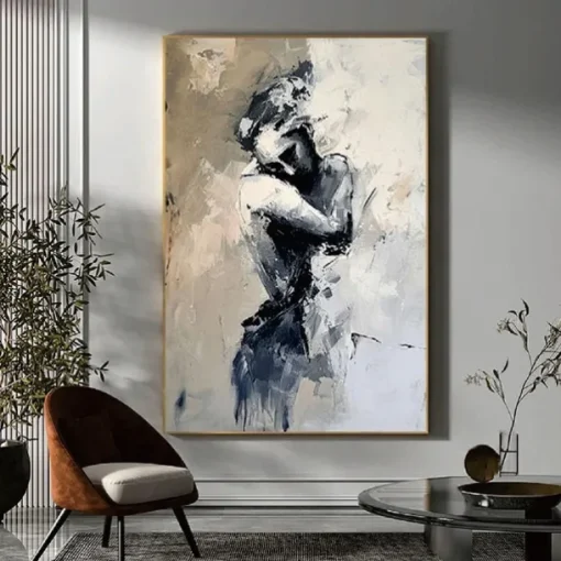 Hand painted Abstract Lady Framed Woman painting hand painted lovers oil painting lady dancers painting Wall Art Woman face Canvas Art Faceless Portrait Painting Lovers' decor oil painting artwork