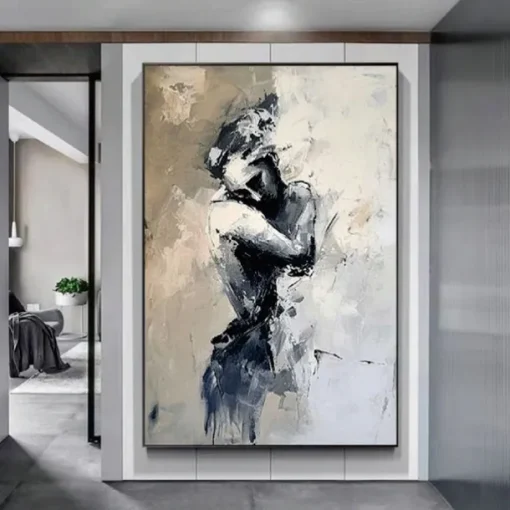 Hand painted Abstract Lady Framed Woman painting hand painted lovers oil painting lady dancers painting Wall Art Woman face Canvas Art Faceless Portrait Painting Lovers' decor oil painting artwork