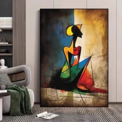 Hand Painted Abstract Painting Texture Girl Original Oil Paintings on Canvas as Personalized Gift Modern Wall Decor Fashion Girls Rolled Canvas (No Frame)