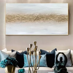 Hand painted 3D Abstract Gold Paintings Gold Painting hand painted Gold Abstract White Gold Painting Elegant White and Gold Acrylic Painting White Gold Abstract Wall Art Gold Foil painting