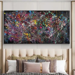 Hand Painted Jackson Pollock Canvas Bright Colorful Living Room Modern Wall Decor Abstract Art Mother's Day Gift Home Decor No Frame