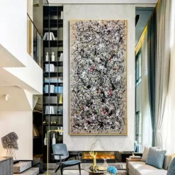 Hand Painted Jackson Pollock Canvas Bright Colorful Living Room Modern Wall Decor Abstract Art Mother's Day Gift Home Decor No Frame