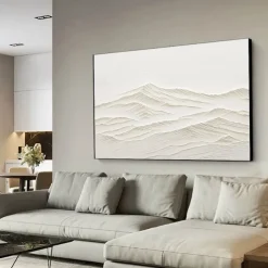 Hand Painted Mountain Oil Painting White Mountain Abstract Hand Painted Mountain Oil Painting Modern Fashion Landscape Handmade Customized Artwork Wabi-sabi Minimalism Spiritual Decor