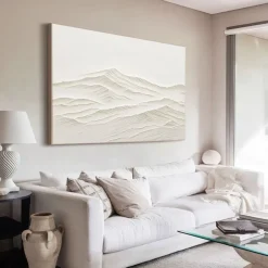 Hand Painted Mountain Oil Painting White Mountain Abstract Hand Painted Mountain Oil Painting Modern Fashion Landscape Handmade Customized Artwork Wabi-sabi Minimalism Spiritual Decor