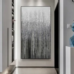 Hand painted Wall Art Canvas Oil Painting - Vertical painting Wall Art Abstract Painting Housewarming Gift - Golden Strokes Artwork Original Painting for living room decoration