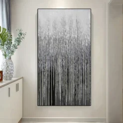 Hand painted Wall Art Canvas Oil Painting - Vertical painting Wall Art Abstract Painting Housewarming Gift - Golden Strokes Artwork Original Painting for living room decoration