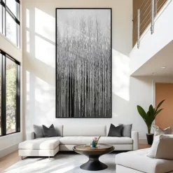 Hand painted Wall Art Canvas Oil Painting - Vertical painting Wall Art Abstract Painting Housewarming Gift - Golden Strokes Artwork Original Painting for living room decoration