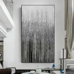 Hand painted Wall Art Canvas Oil Painting - Vertical painting Wall Art Abstract Painting Housewarming Gift - Golden Strokes Artwork Original Painting for living room decoration