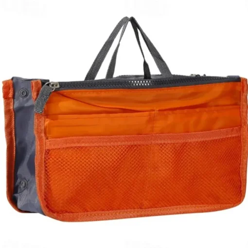 Handbag Organizer Insert for Women – Large Capacity, Zipper Closure, Portable with Handle – Ideal for Travel, Documents, Cards, and Small Items